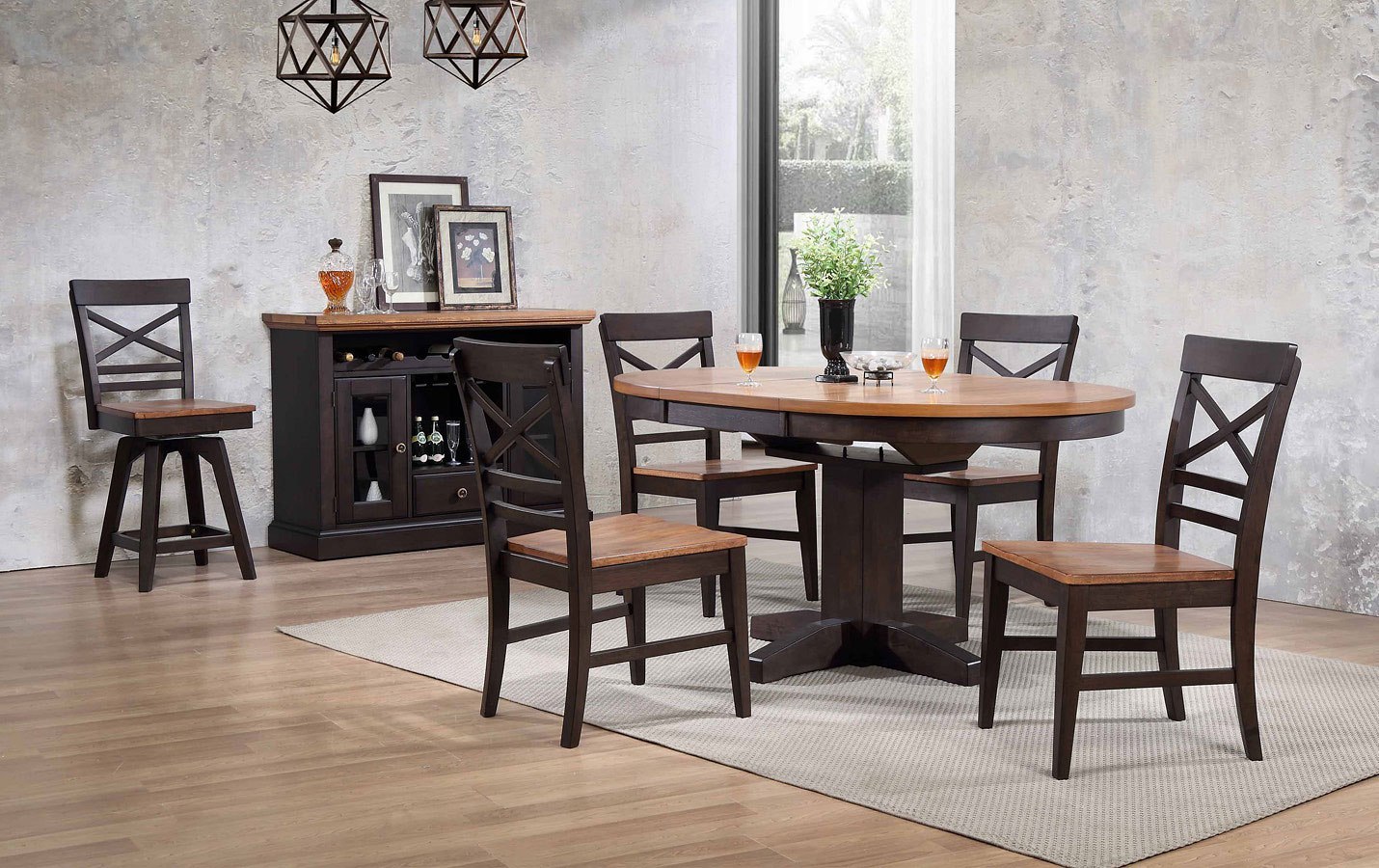 Black Oak Round Dining Room Set by ECI Furniture | FurniturePick