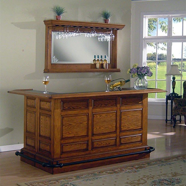 Manchester Raised Panel Return Bar Set Burnished Oak Eci Furniture Furniturepick
