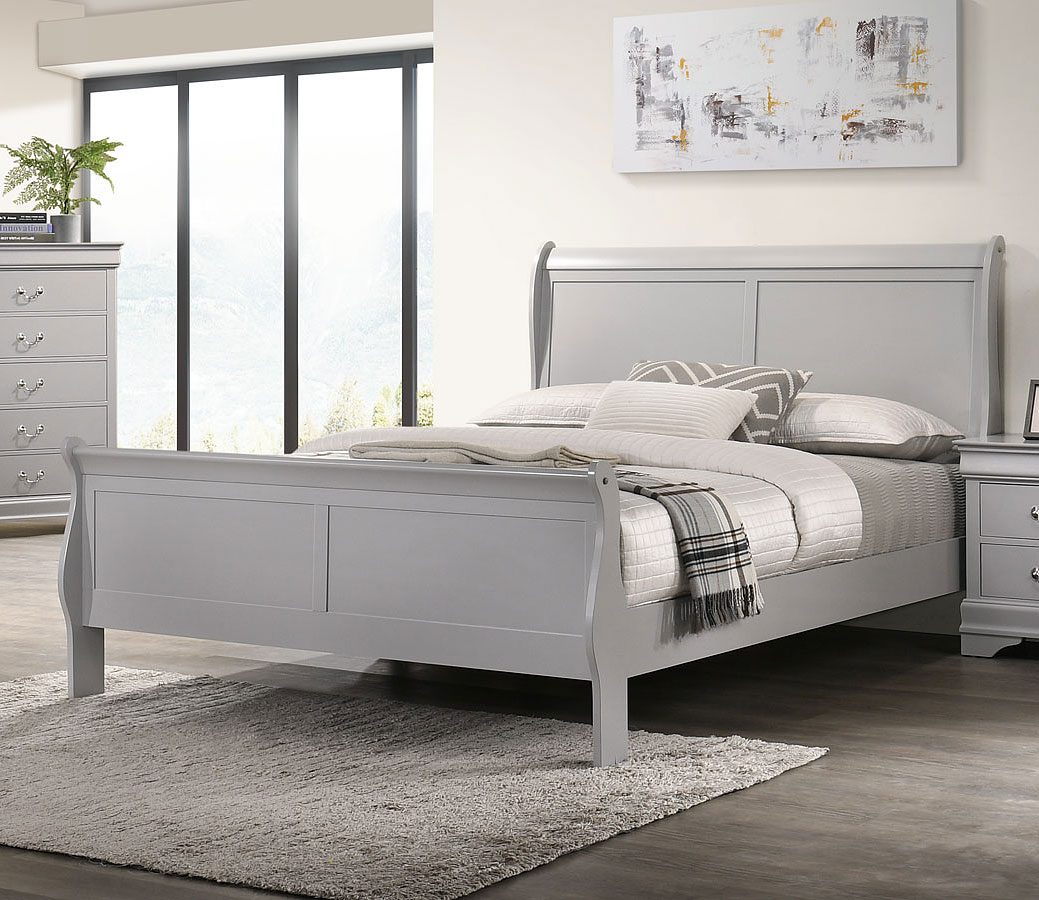 Louie Sleigh Bed (Grey) by Bernards | FurniturePick