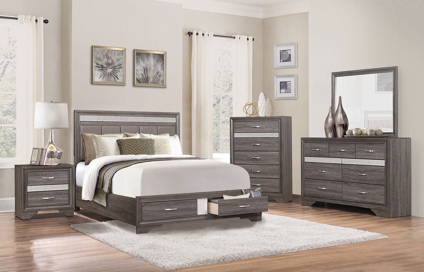 Luster Storage Bedroom Set by Homelegance | FurniturePick