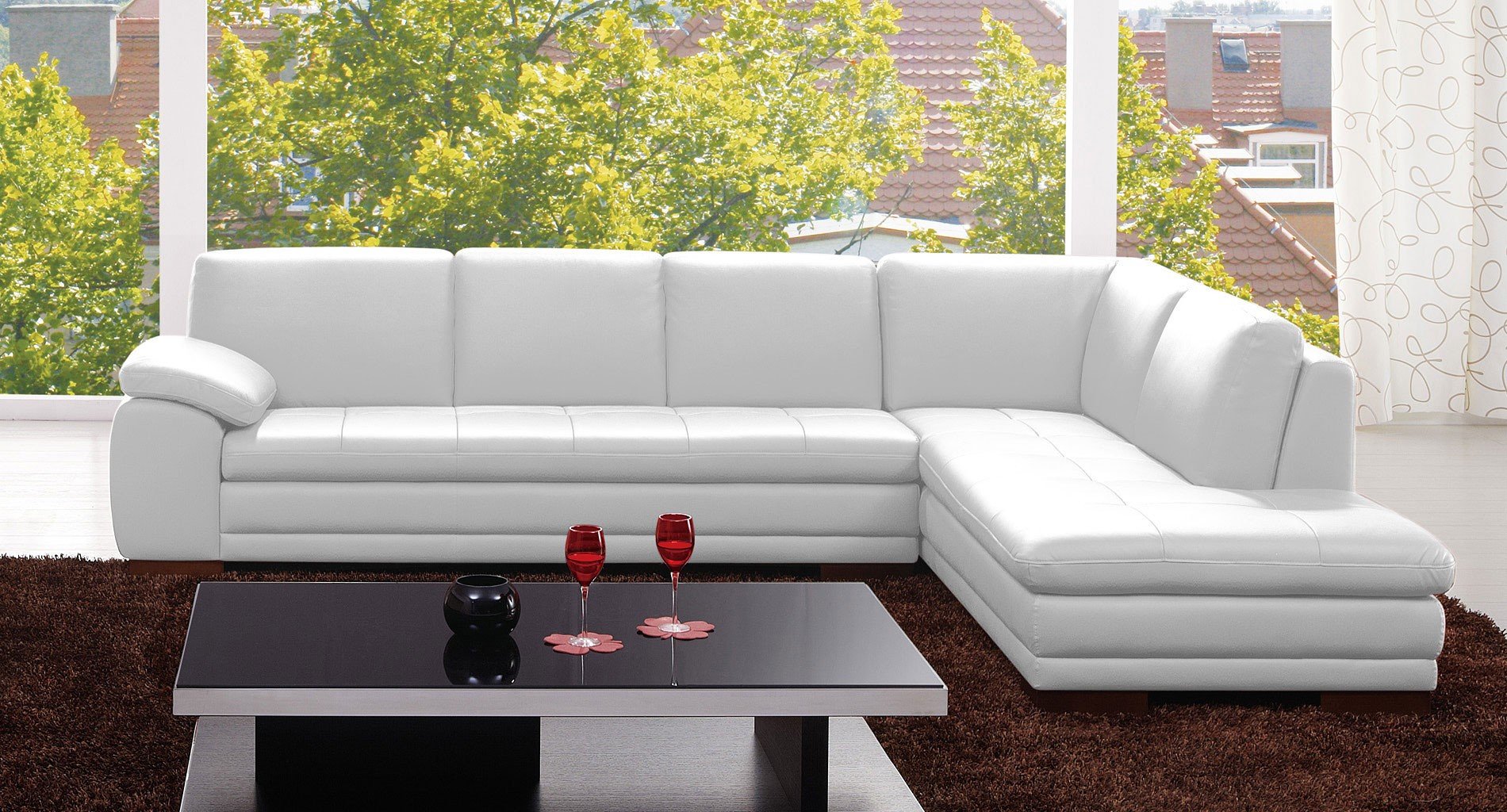 625 Leather Right Chaise Sectional (White) by JM Furniture FurniturePick