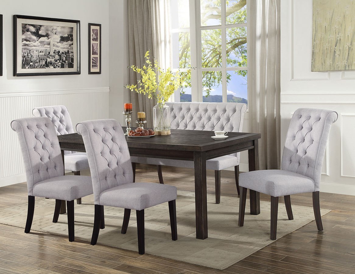 Palmer Dining Room Set w/ High Back Bench by Crown Mark Furniture