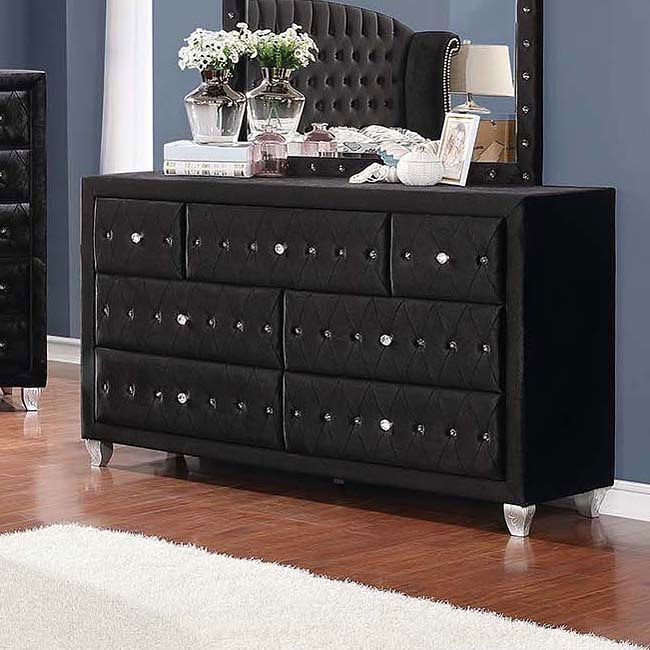 Deanna Upholstered Bedroom Set Black By Coaster Furniture Furniturepick