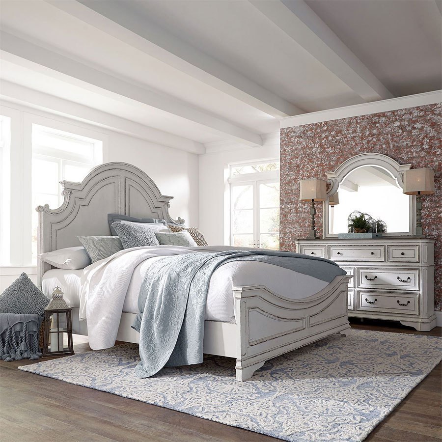 magnolia manor antique white panel bedroom set