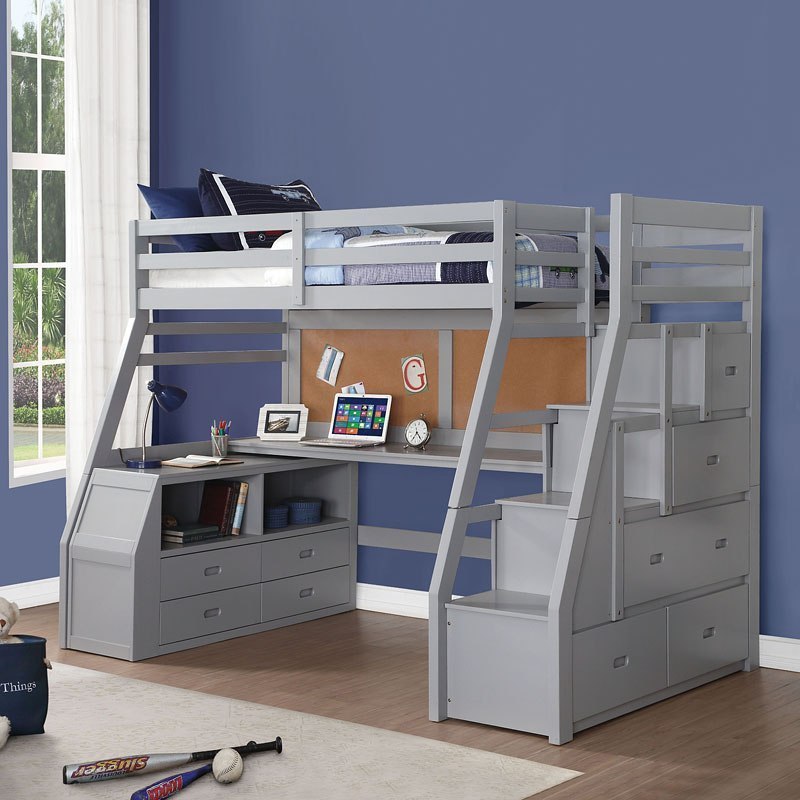 2 bunk beds with desk