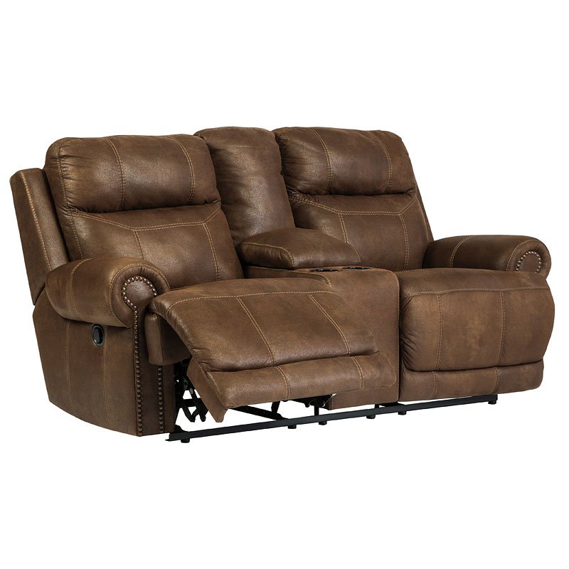 Austere Brown Double Reclining Loveseat w/ Console by Signature Design