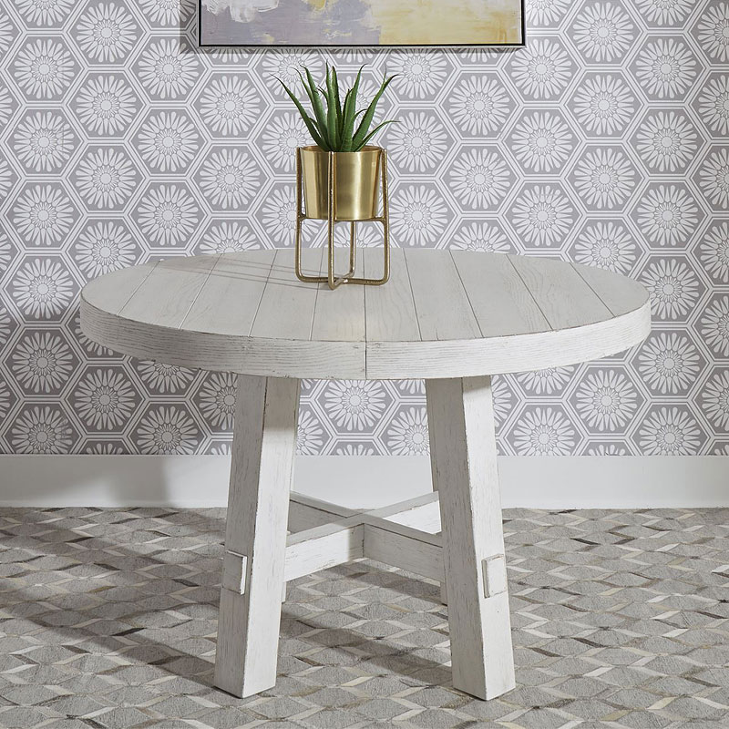 Modern Farmhouse Round Dining Table (Aged White) by Liberty Furniture
