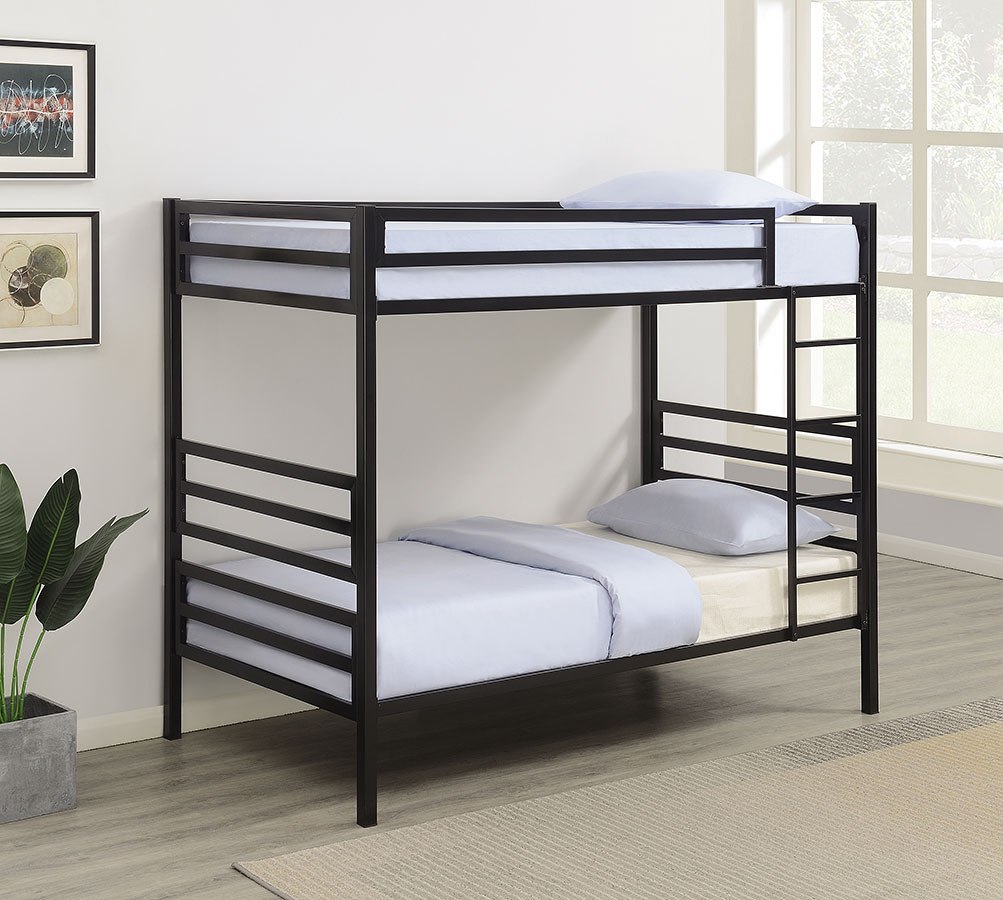 Furniture of America Lonny Twin over Twin Bunk Bed in Champagne 