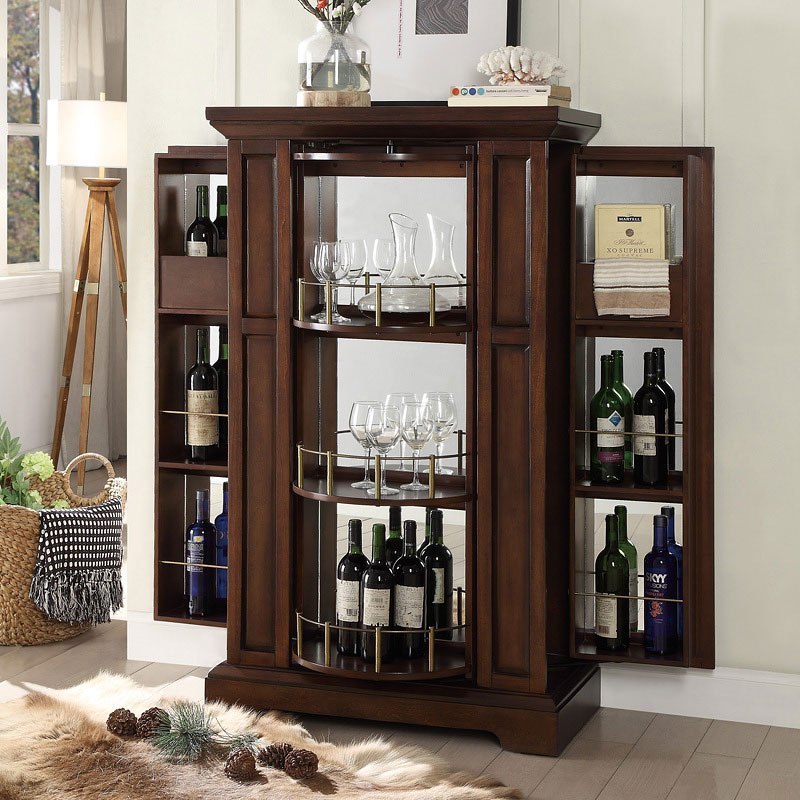 armoire turned into bar storage- yeah this is a necessity in my