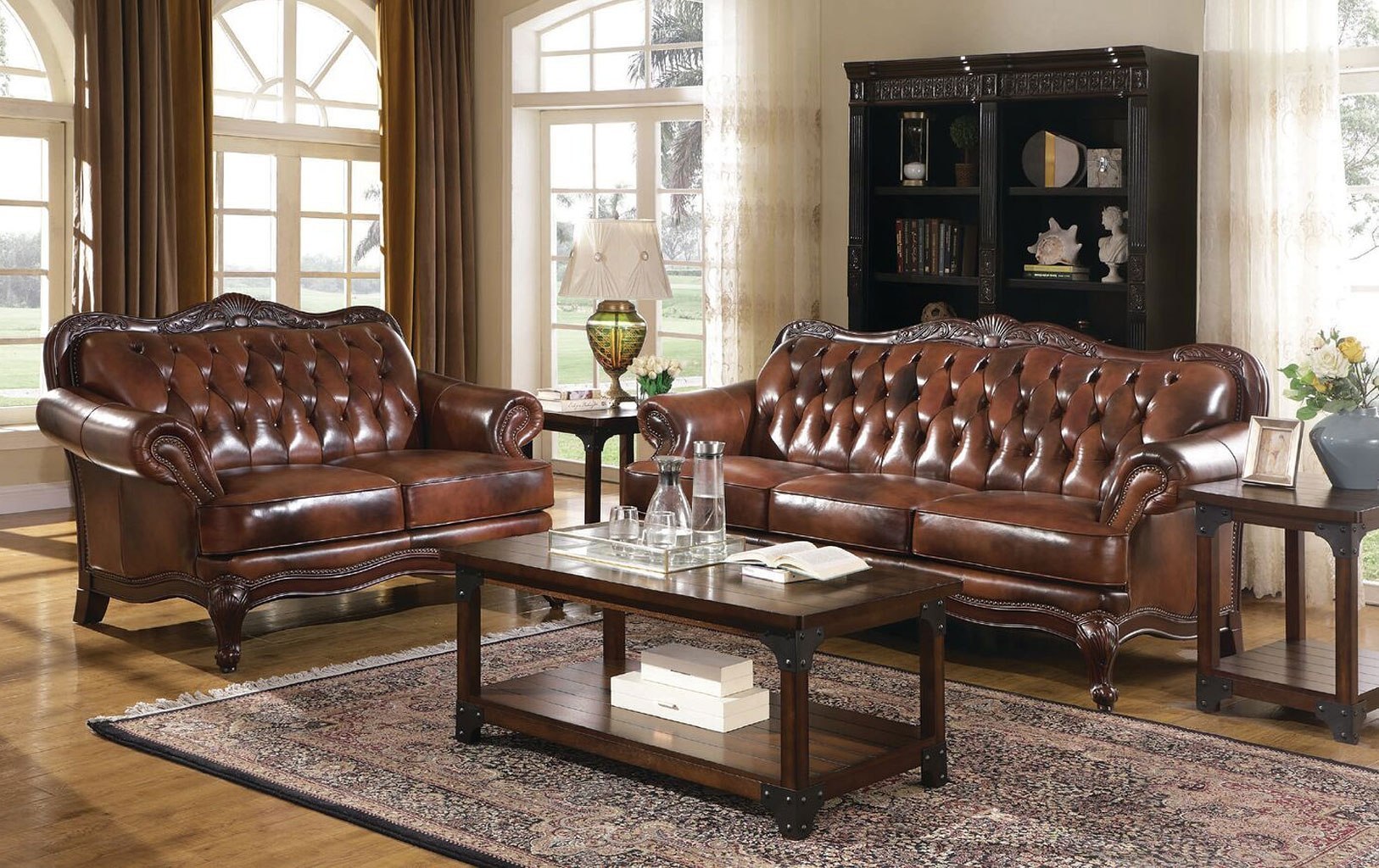 Victoria Leather Living Room Set Coaster Furniture FurniturePick