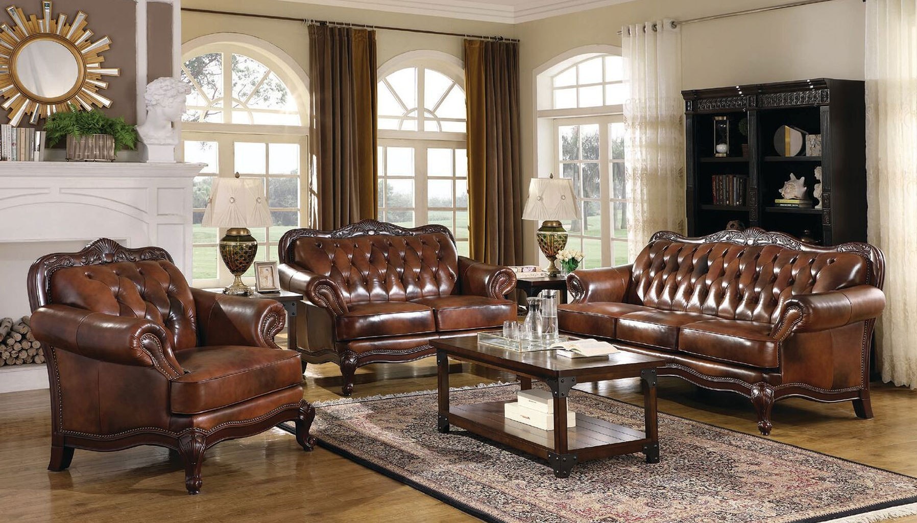 vintage leather living room set