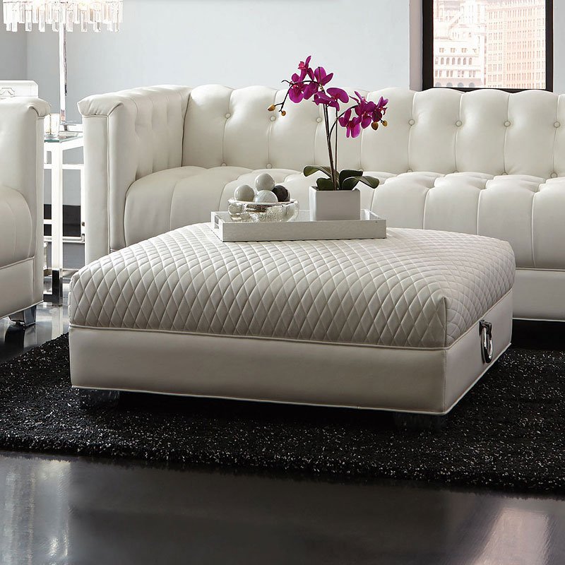 Coaster Chaviano Tufted Sofa in White 
