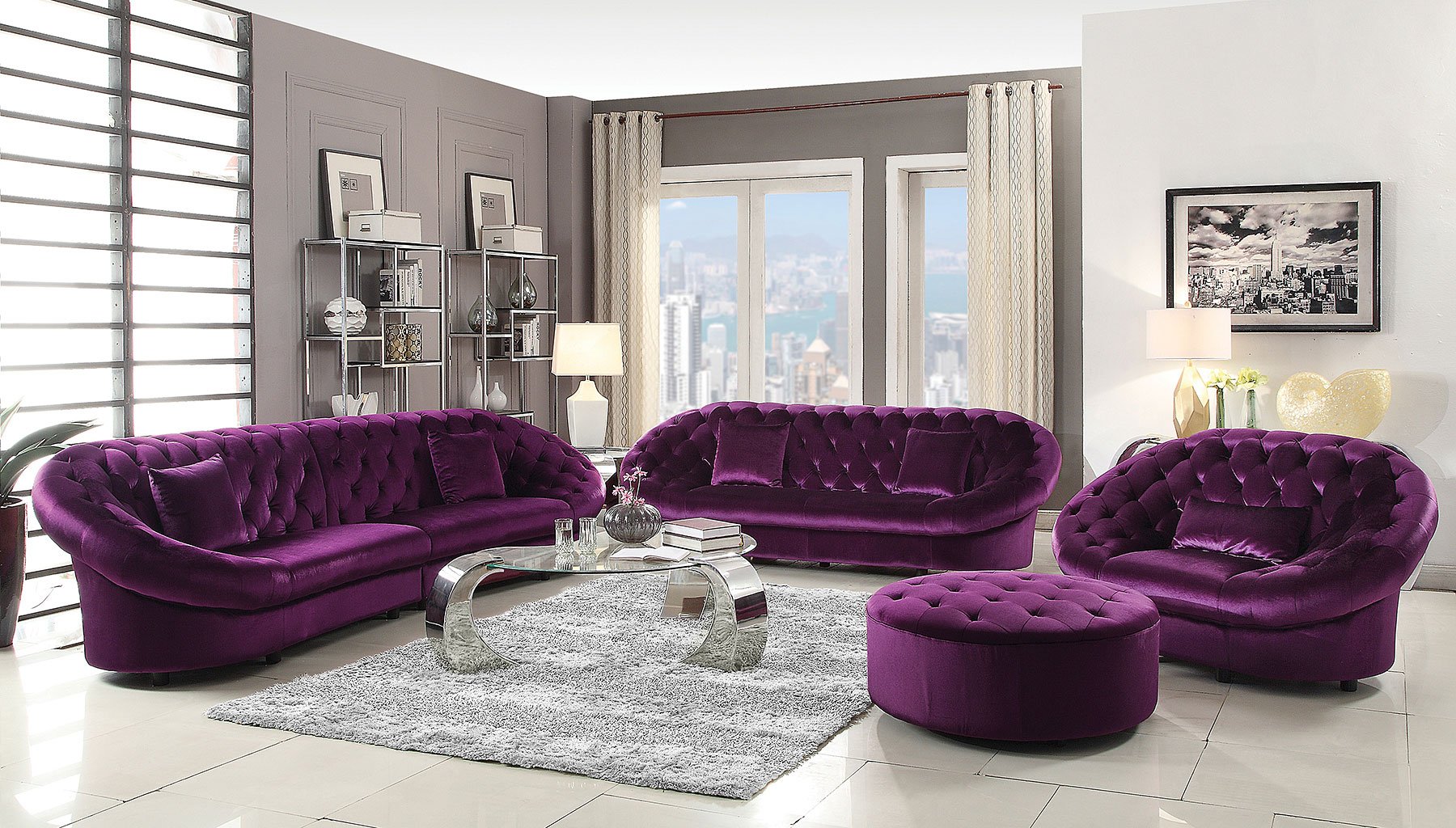 Romanus Living Room Set Purple By Coaster Furniture FurniturePick
