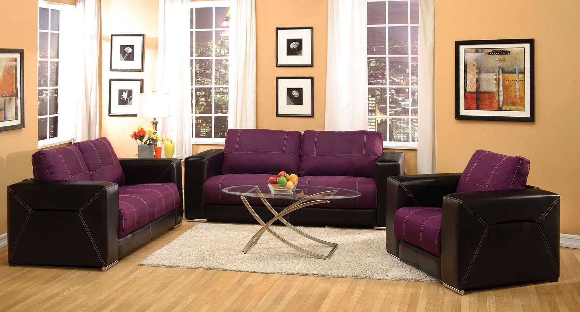 Brayden Living Room Set Purple And Black By Acme Furniture FurniturePick