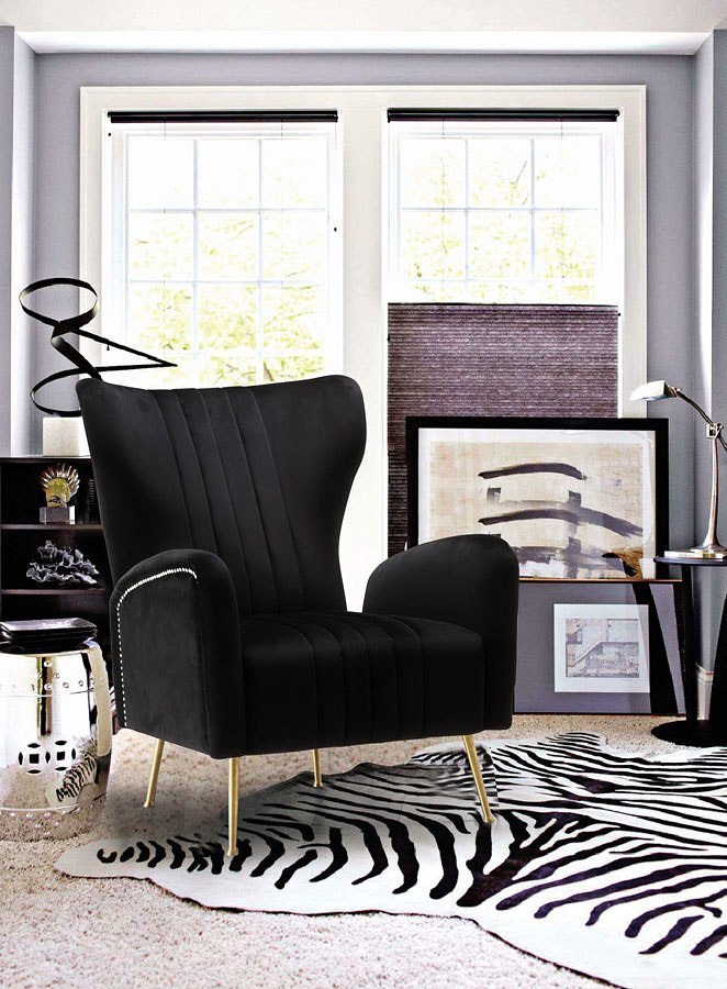 Opera Velvet Accent Chair (Black) by Meridian Furniture
