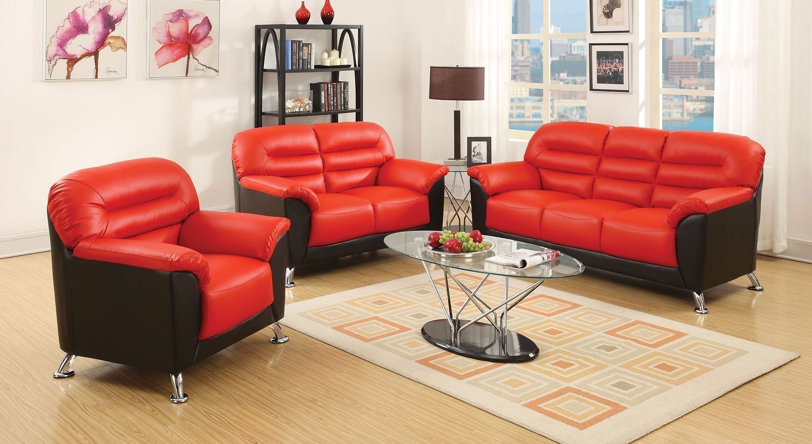 Sibba Living Room Set Red Black By Acme Furniture FurniturePick