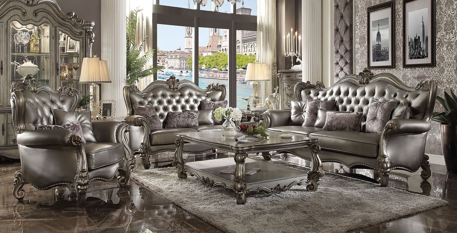 silver living room sets