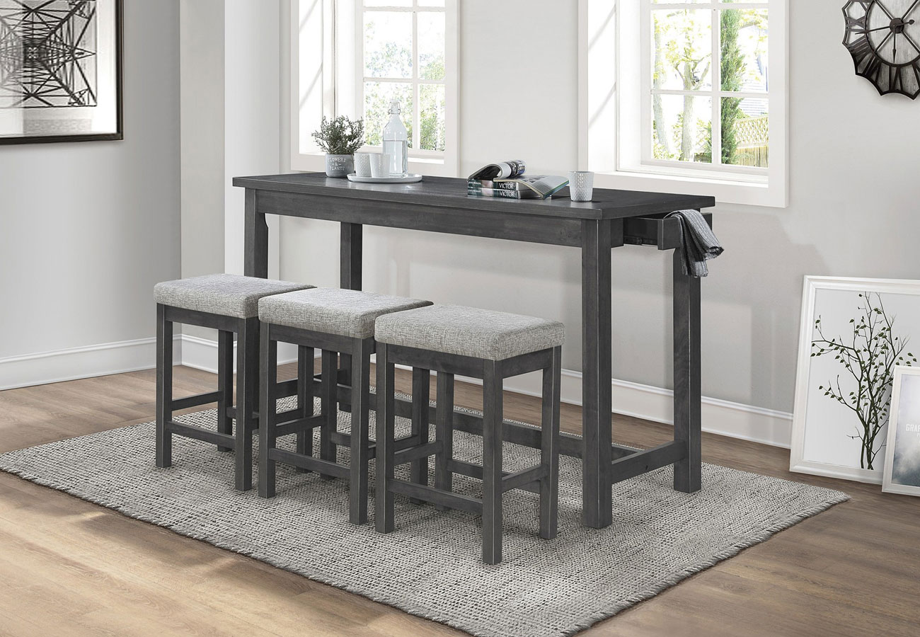 Connected 4Piece Counter Height Dining Set (Gray) by Homelegance FurniturePick