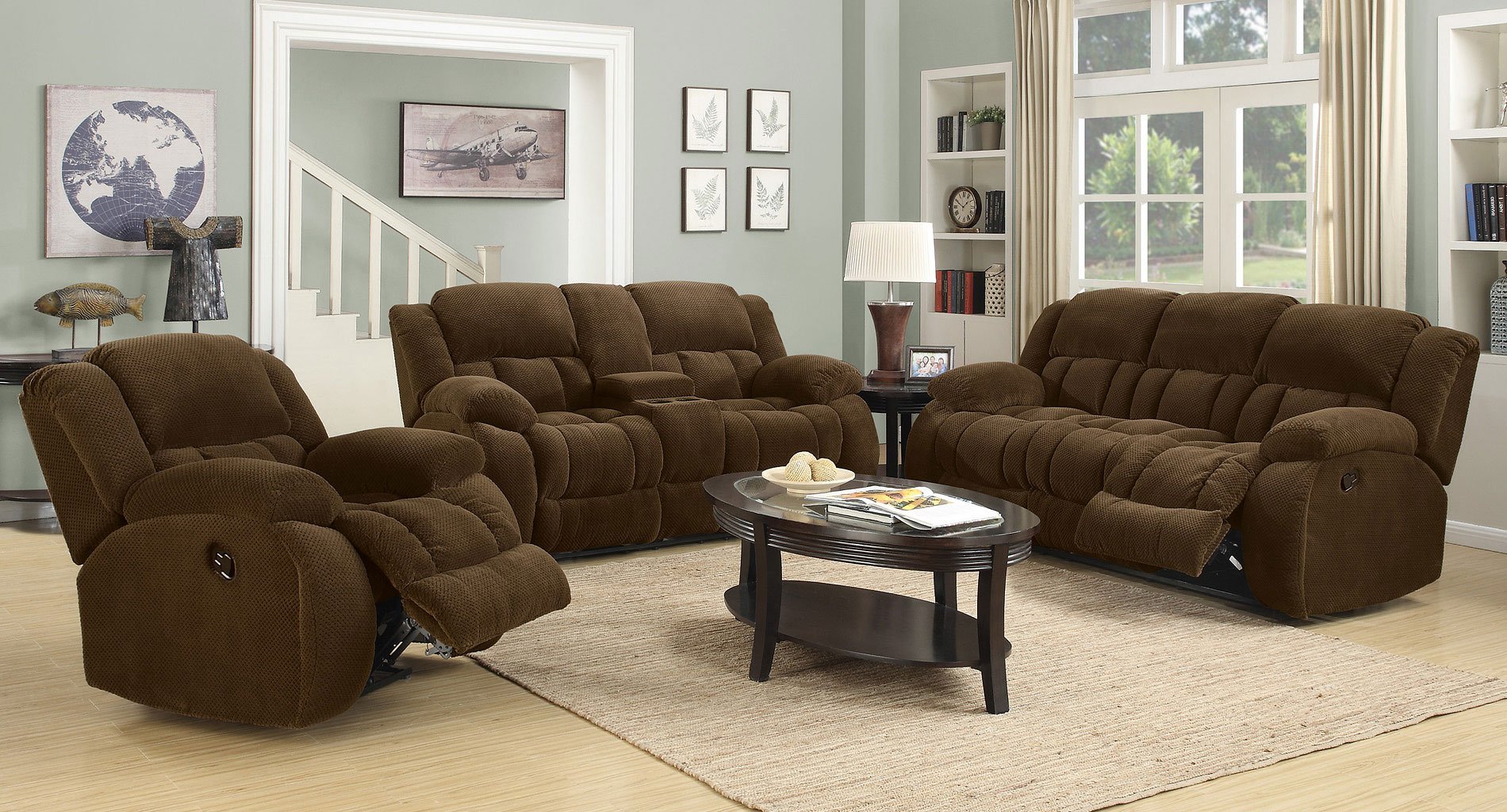 brown reclining living room set