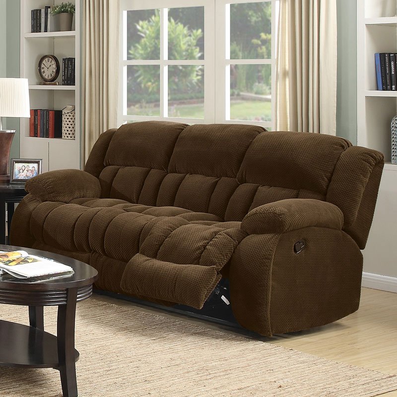 brown microfiber couch with recliners