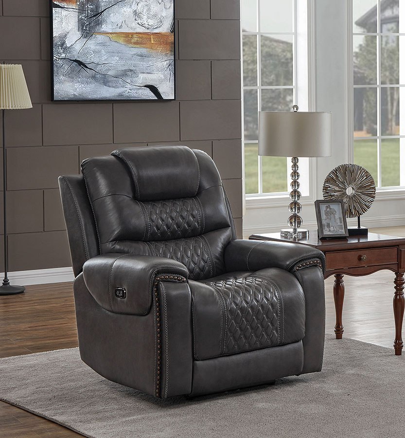 North Power Recliner w/ Power Headrest (Charcoal) by Coaster Furniture ...