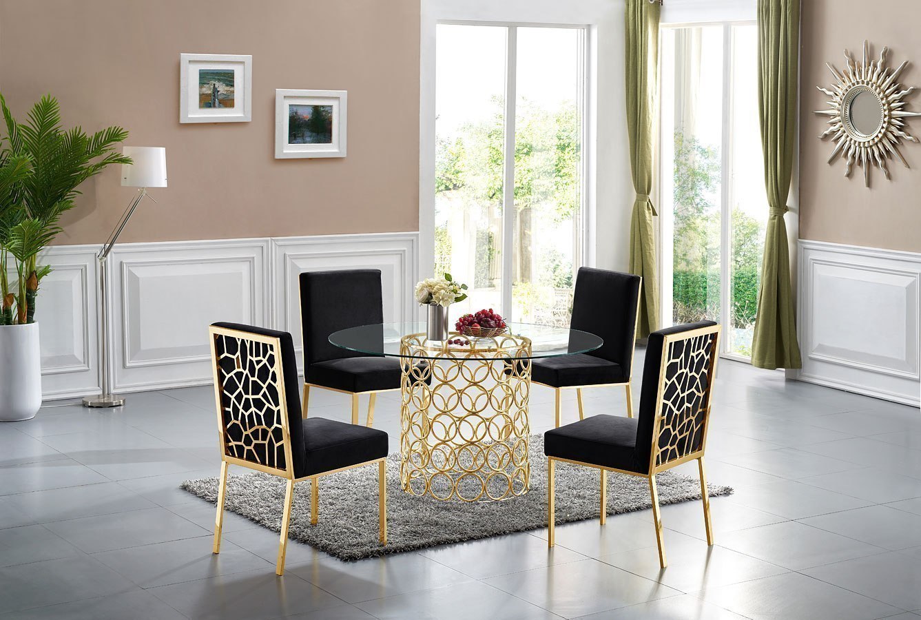 Opal Dining Room Set Black Gold By Meridian Furniture FurniturePick