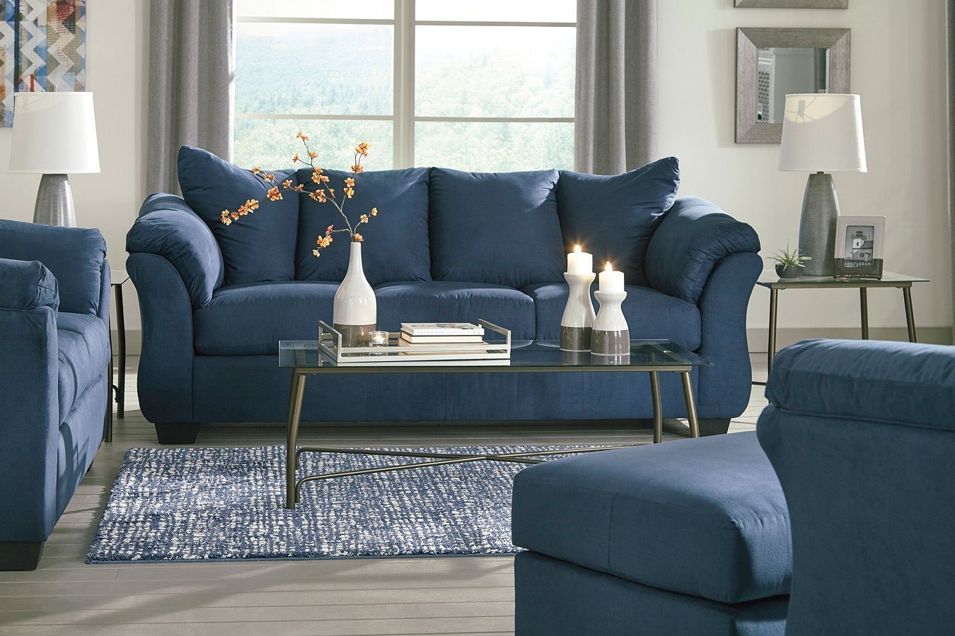 dark blue living room sets