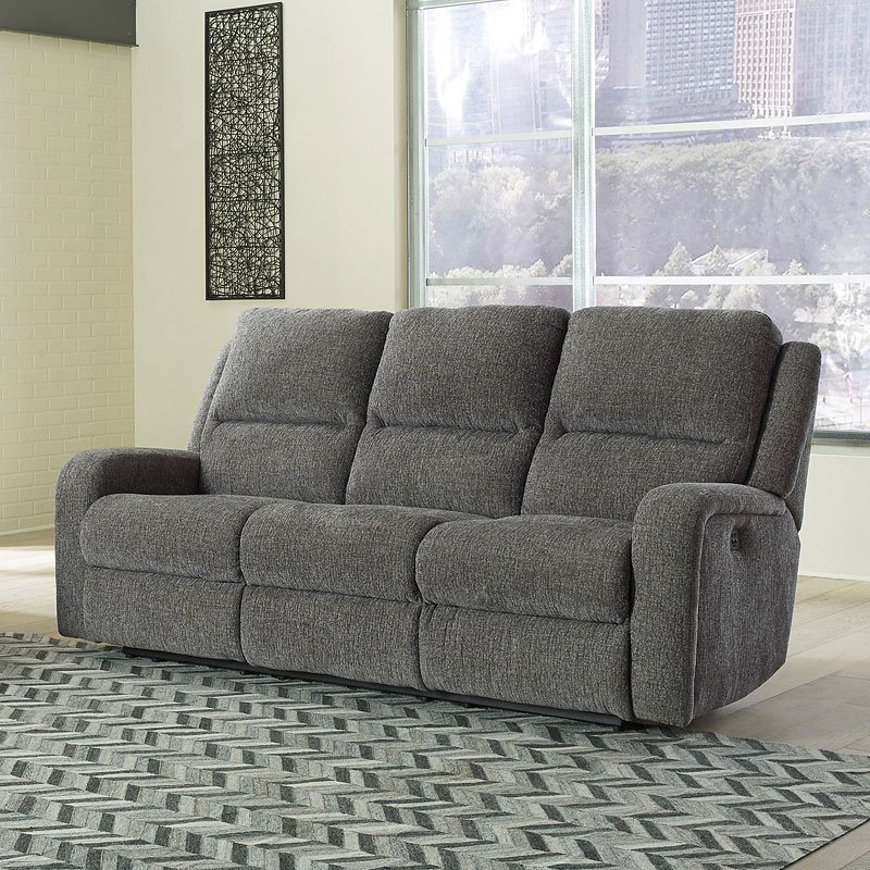 Krismen Charcoal Power Reclining Sofa by Signature Design