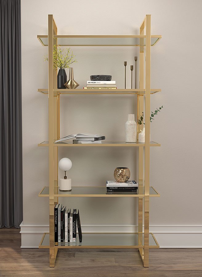 Polished Gold Bookcase by Coaster Furniture FurniturePick