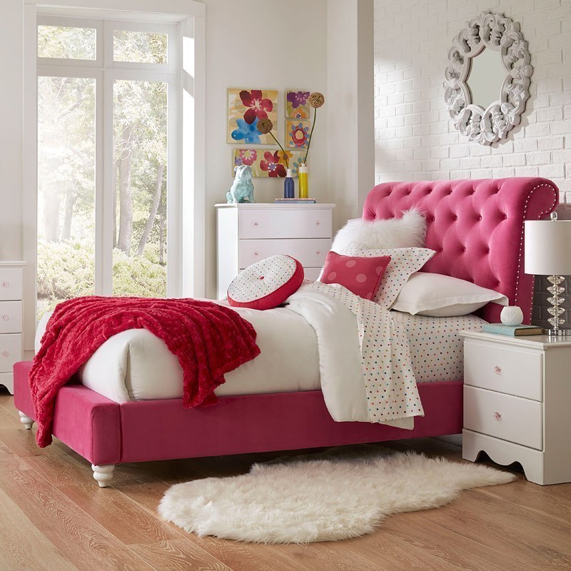 gabby pink upholstered bed