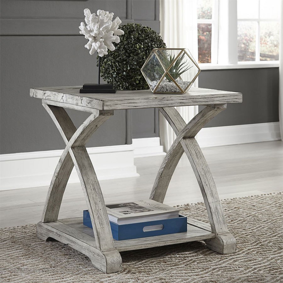 Twin Oaks End Table (Rustic White) by Liberty Furniture ...