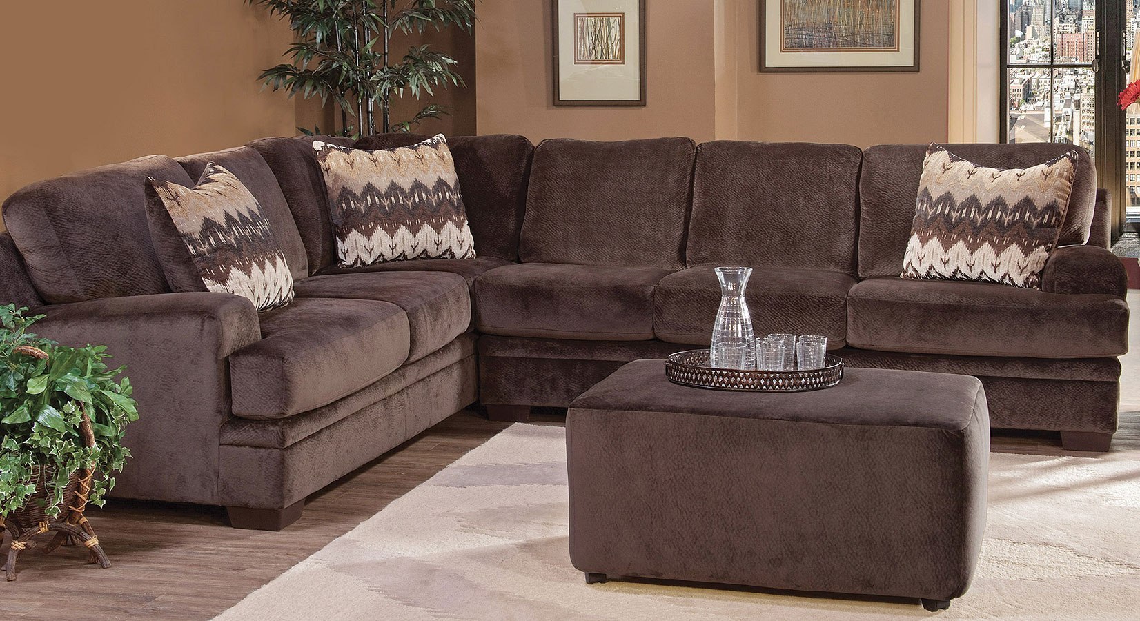 8800 Series Olympian Chocolate Sectional by Hughes Furniture