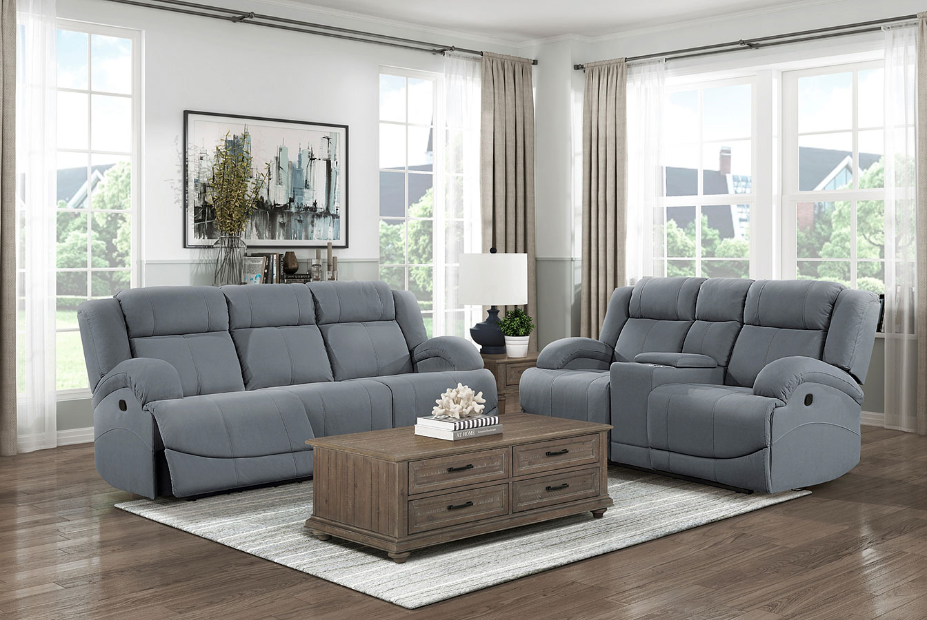 Camryn Reclining Living Room Set (Graphite Blue) by Homelegance