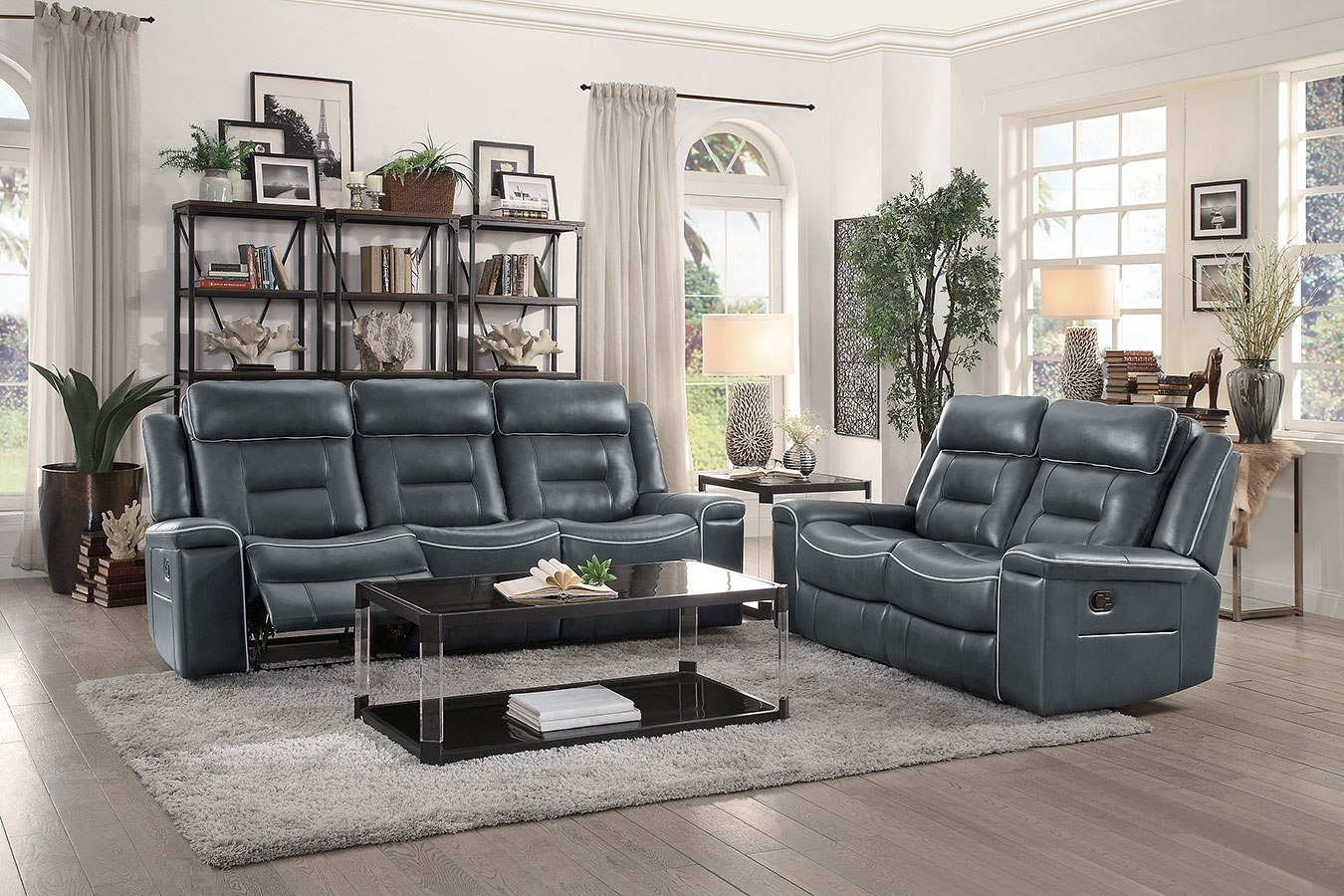 Darwan Lay Flat Reclining Living Room Set Dark Gray By Homelegance FurniturePick