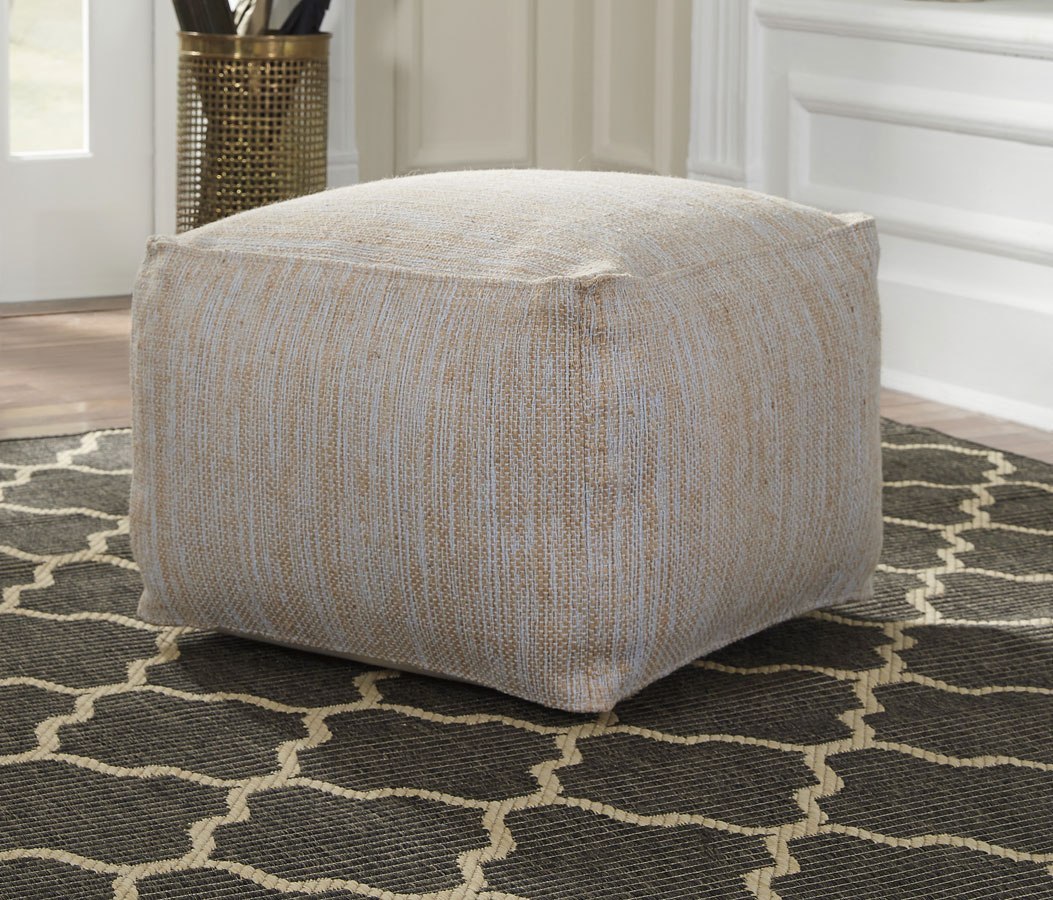 Damla Pouf (Natural and Blue) by Signature Design by Ashley FurniturePick
