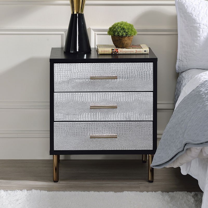 Myles Nightstand (Black/ Silver) by Acme Furniture FurniturePick