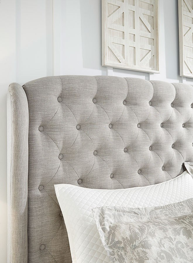 Jerary Light Gray Upholstered Wingback Bed By Signature Design By ...