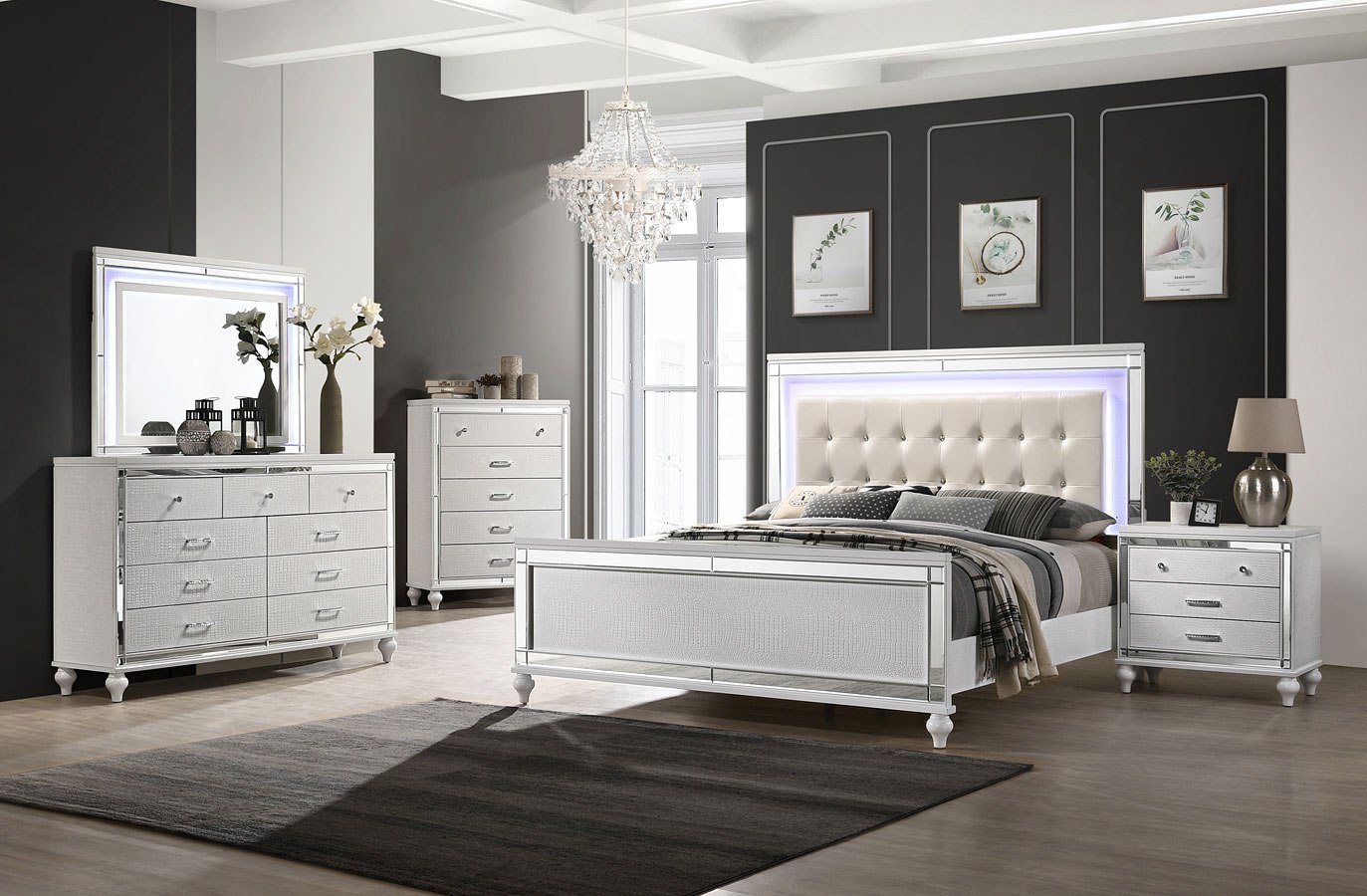 Valentino Panel Bedroom Set (White) by New Classic Furniture ...