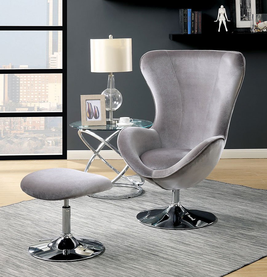 gray accent chair with ottoman