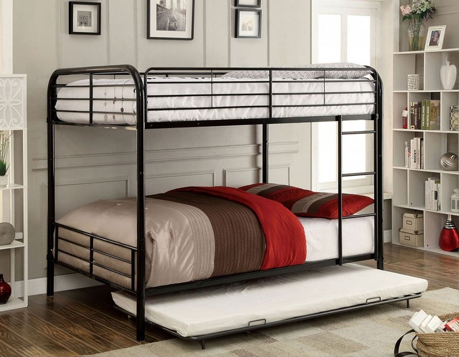 black bunk bed with trundle