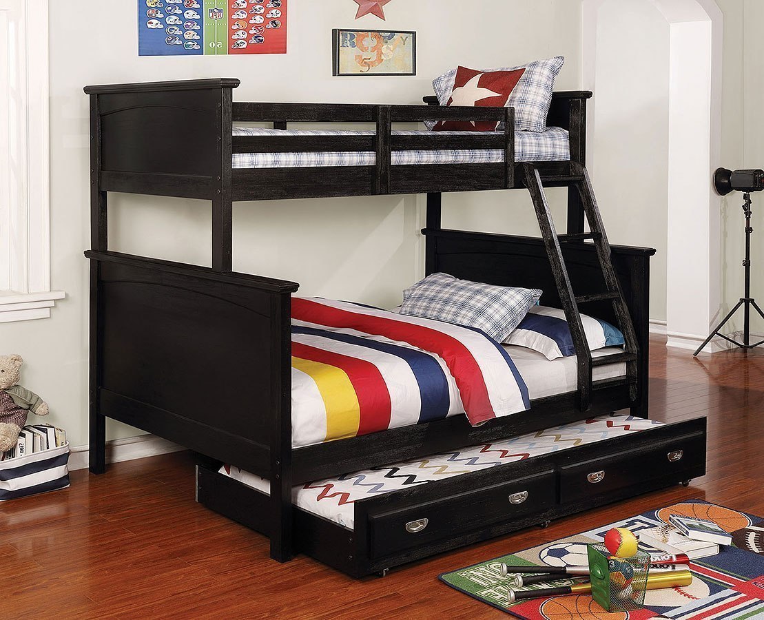 black bunk bed twin over full