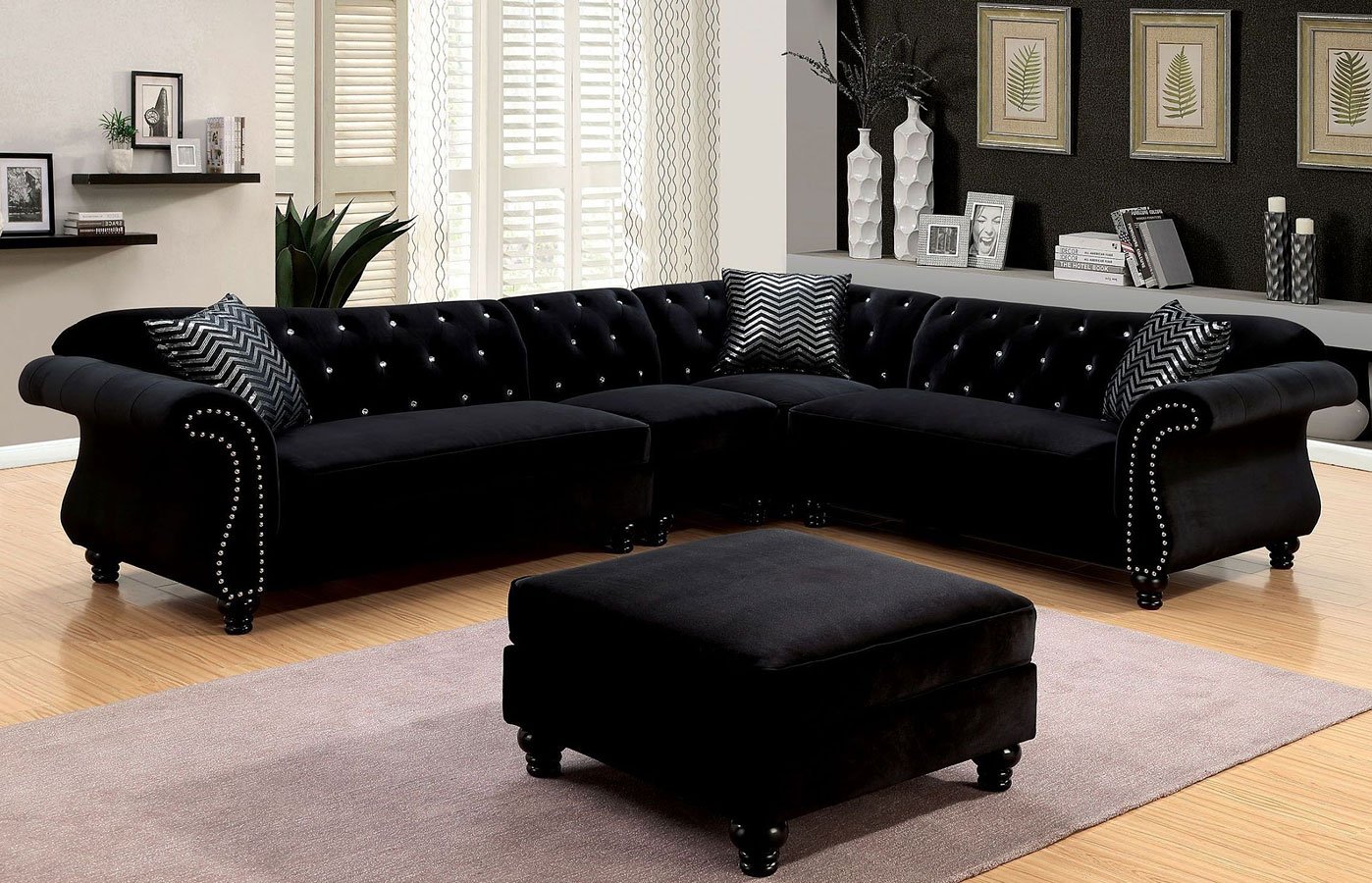 Jolanda Sectional Living Room Set Black Furniture Of America FurniturePick