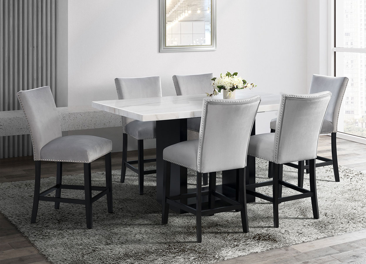 Valentino Counter Height Dining Set W Grey Francesca Chairs By