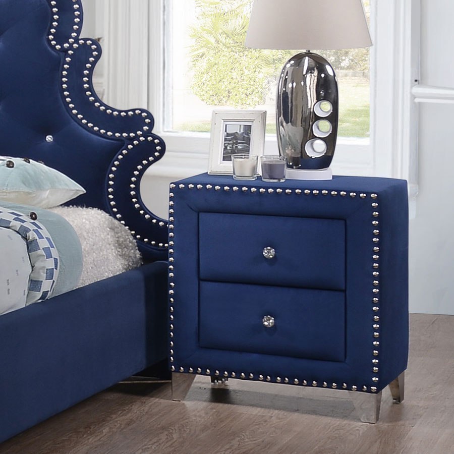 navy dresser and nightstand