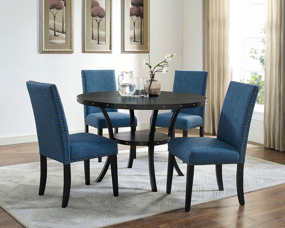 blue chairs dining room set