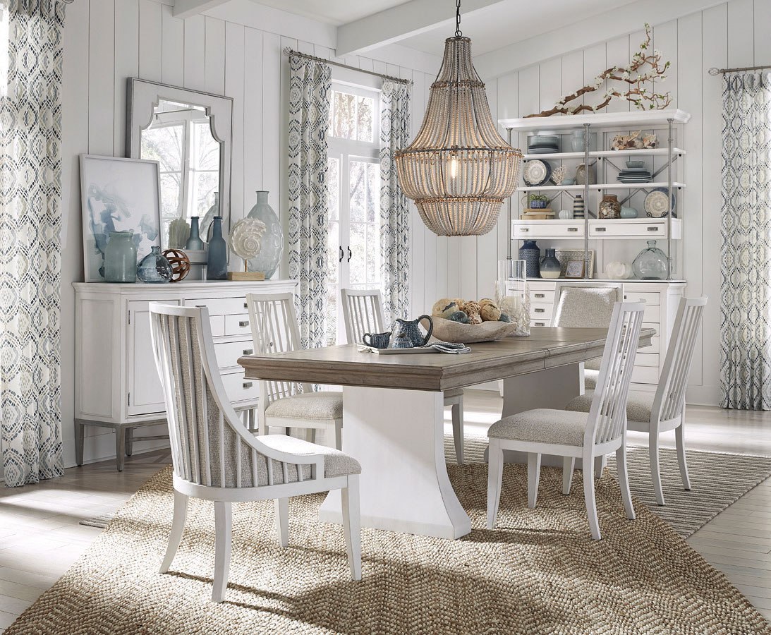 white coastal dining room sets