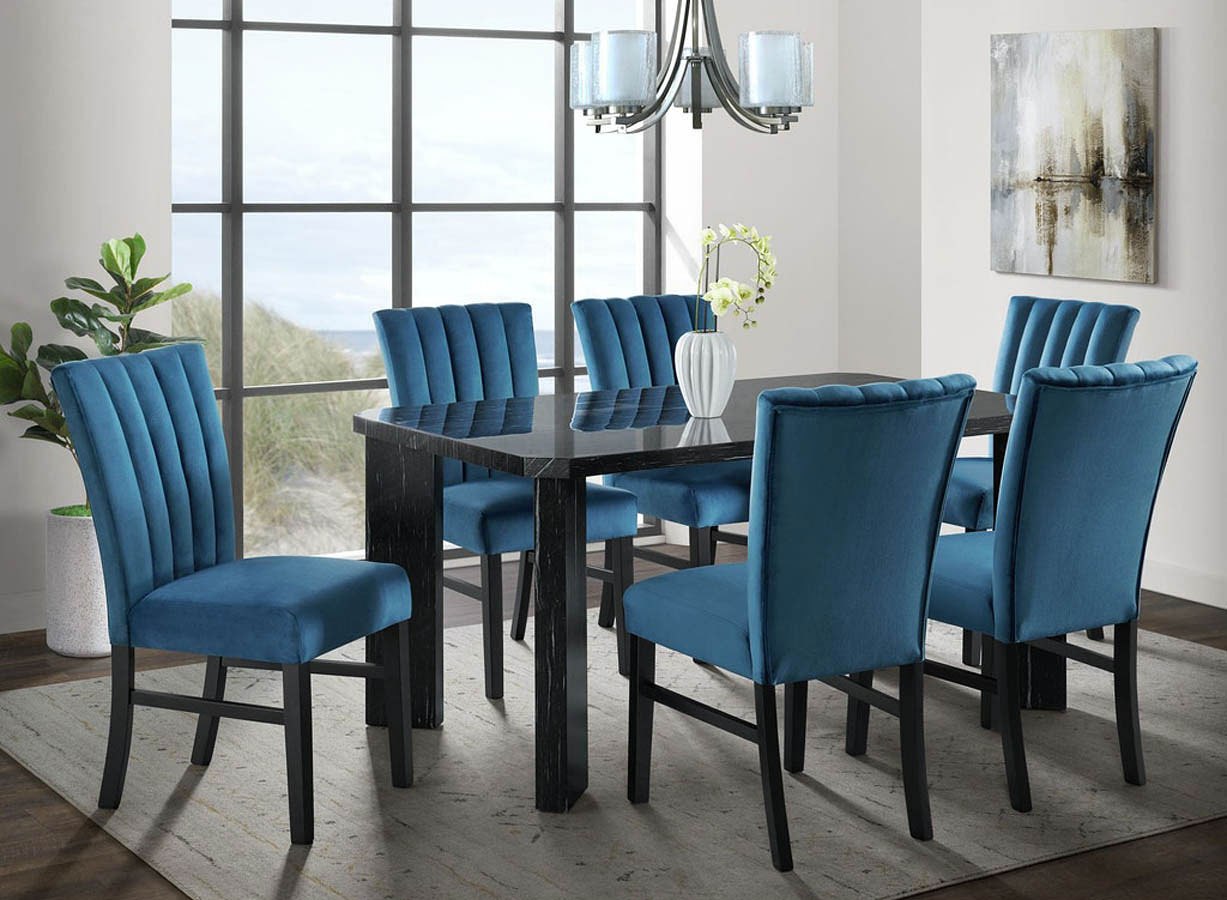 Blue Dining Room Chairs With Grey Table