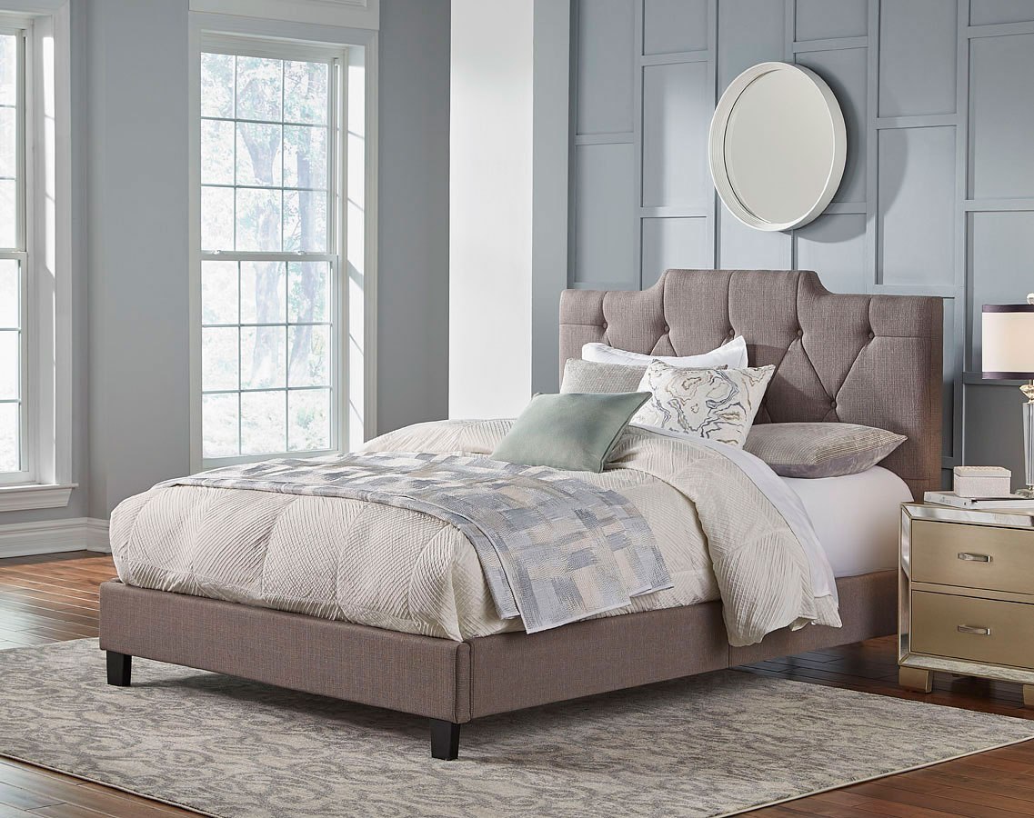 Taupe Queen Upholstered Bed by Accentrics Home | FurniturePick