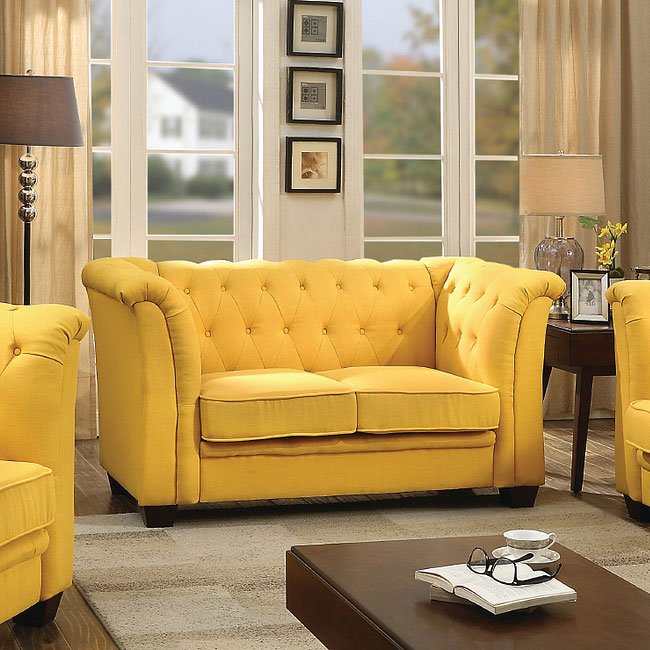 G322 Tufted Living Room Set (Yellow) by Glory Furniture