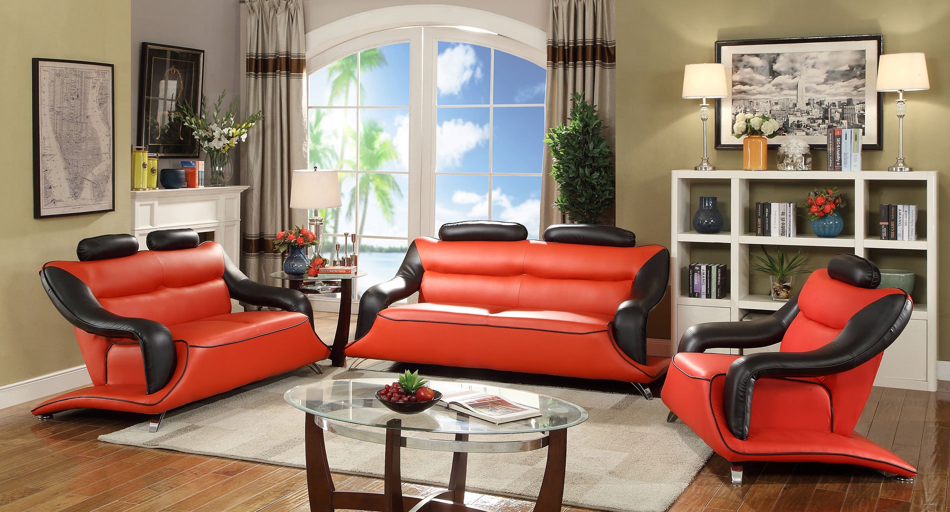 G346 Modern Living Room Set Red And Black By Glory Furniture FurniturePick